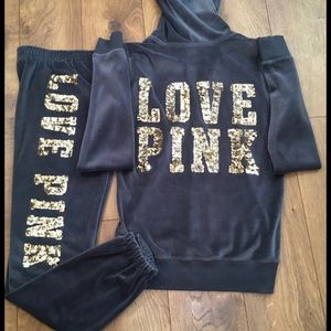 VS PINK PURPLE AND GOLD SEQUIN JOGGING SUIT